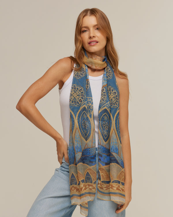 Grand Mosque long scarf in silk mousseline | 60x210cm
