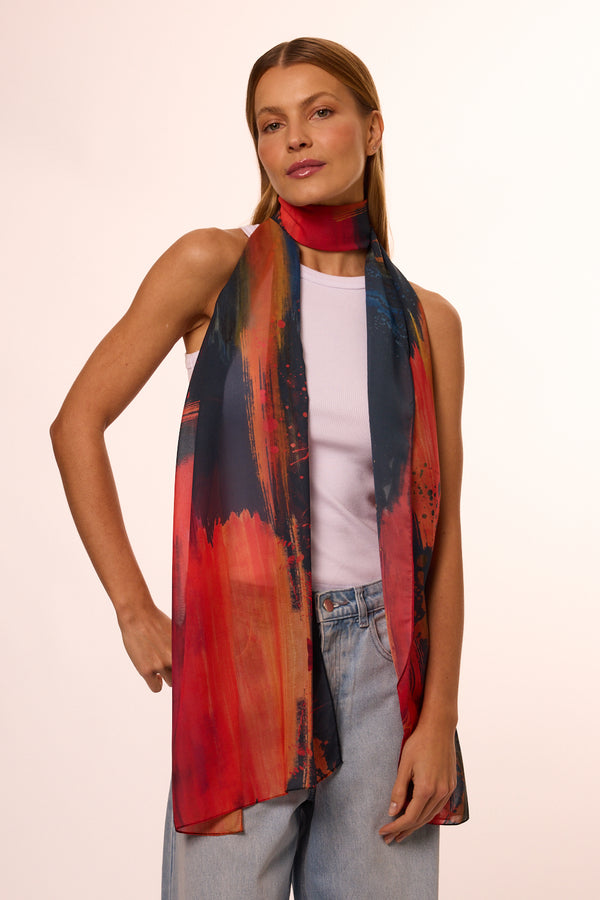 Ingrid long scarf in polyester mousseline | 45x210cm