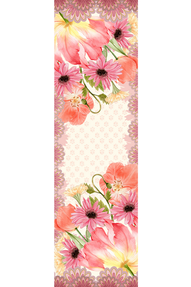 Echarpe Rosa Jogo das Flores em mousseline de seda | 60x210cm