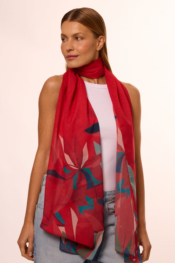 Julie long scarf in polyester mousseline | 45x210cm