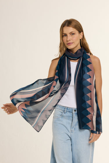 Timeless Striped Scarf in Polyester Muslin | 45x210cm