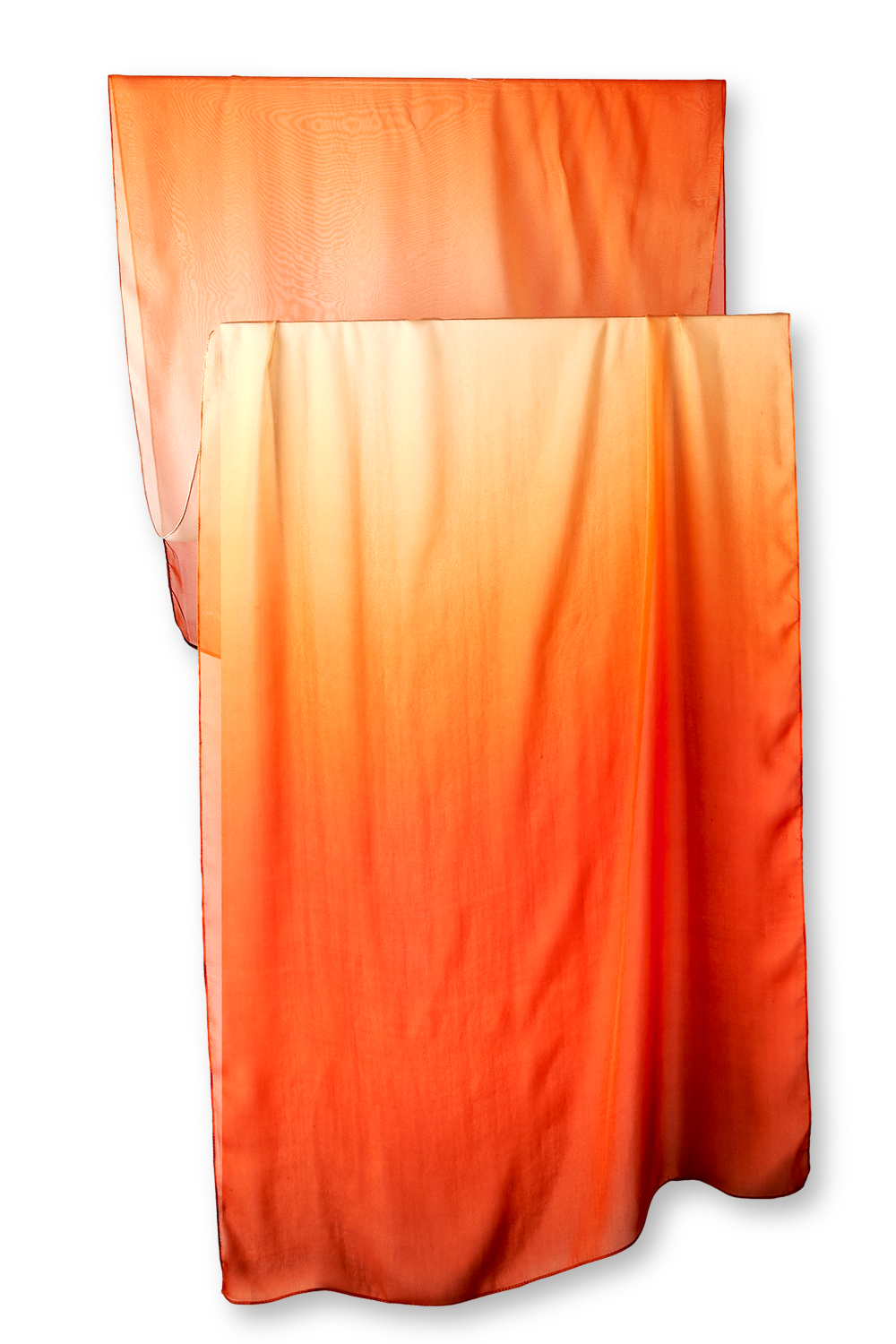 Echarpe Degradê laranja em mousseline de seda | 60X210cm