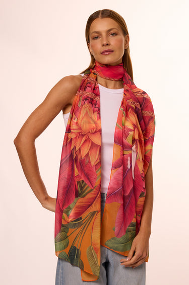 Echarpe Musa Velutina em mousseline de poliéster | 45x210cm