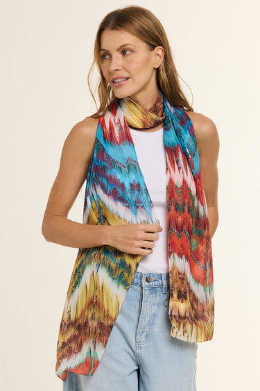 Echarpe Penas em mousseline de poliéster | 45x210cm