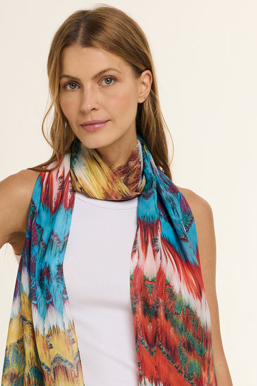 Echarpe Penas em mousseline de poliéster | 45x210cm