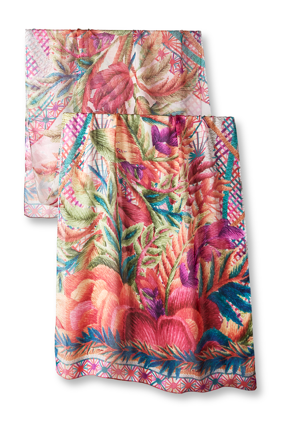 Stitch to stitch scarf in silk mousseline | 60X210cm