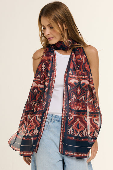 Echarpe Rajasthan em mousseline de poliéster | 45x210cm