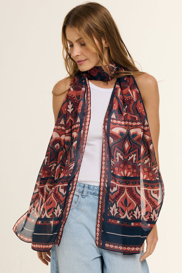 Rajasthan long scarf in polyester mousseline | 45x210cm
