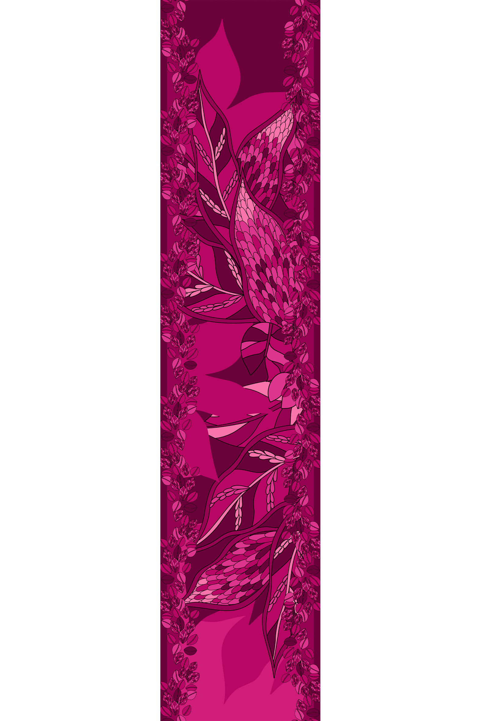 Echarpe Ramos de púrpura pink em mousseline de poliéster | 45X210cm
