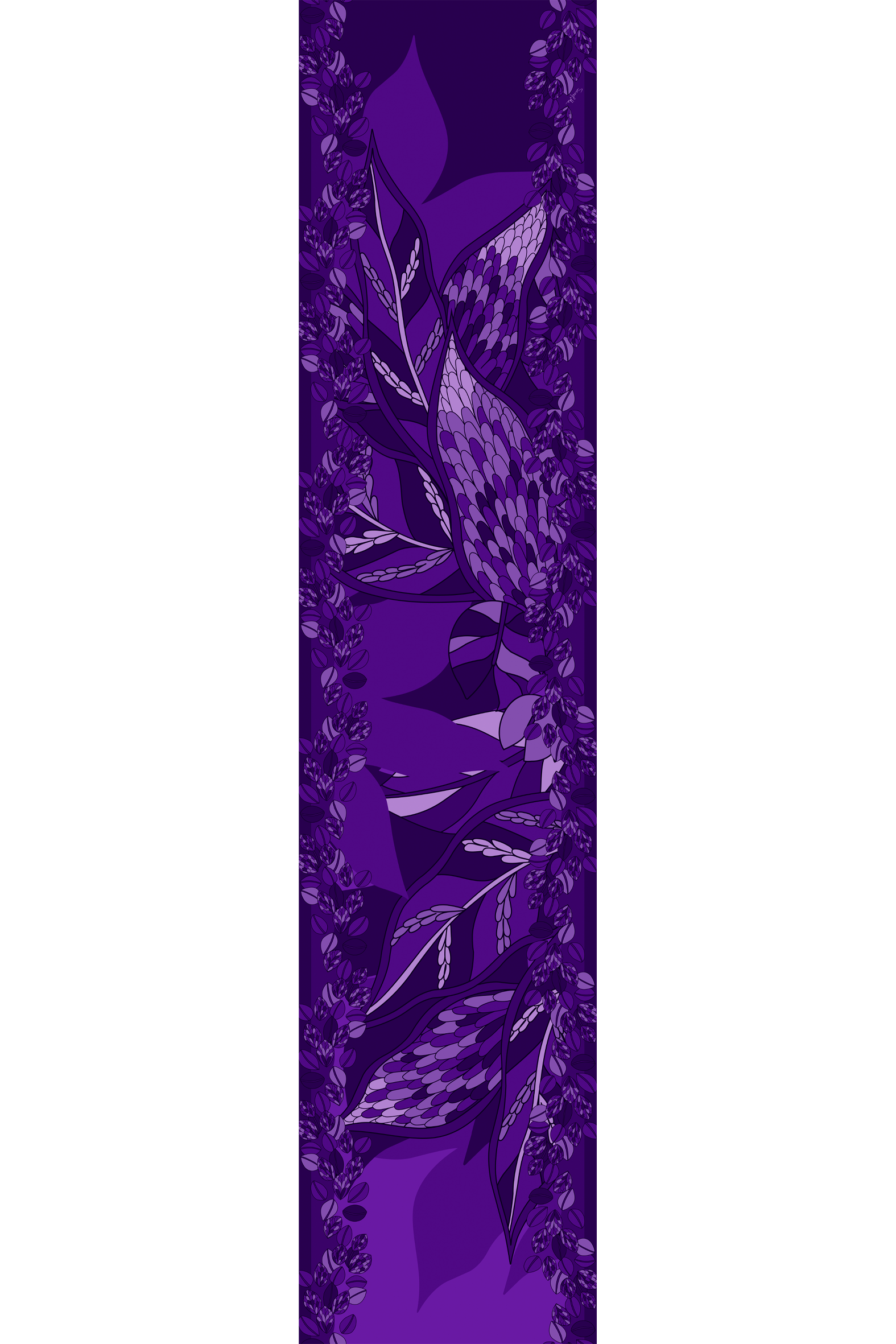 Echarpe Ramos de púrpura roxo em mousseline de poliéster | 45X210cm