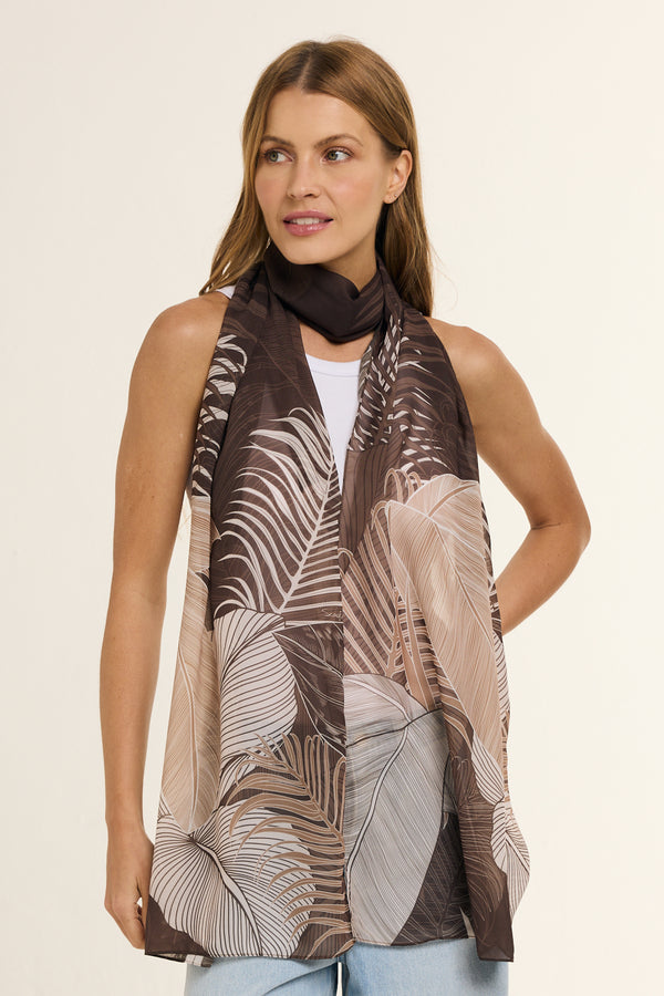 Selva Terrosa long scarf in polyester mousseline | 45x210cm