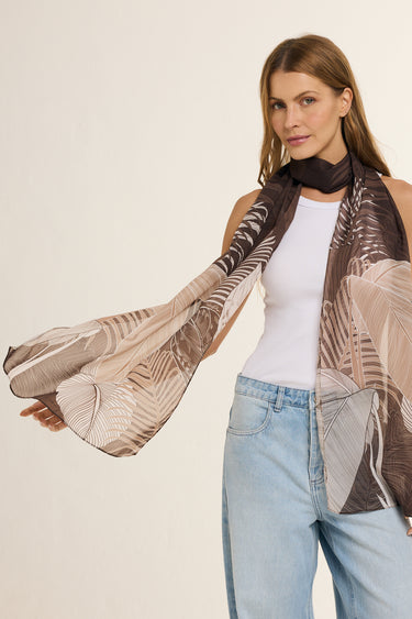 Echarpe Selva Terrosa em mousseline de poliéster | 45x210cm