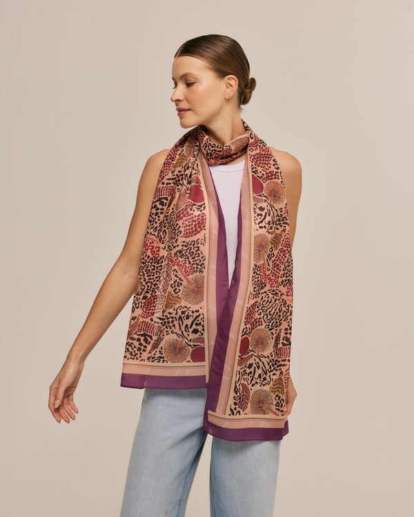Texturas do Cerrado sand long scarf in polyester mousseline | 45x210cm