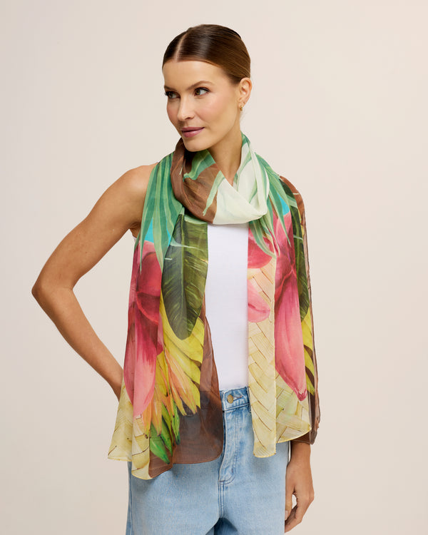 Texturas long scarf in silk mousseline | 60x210cm