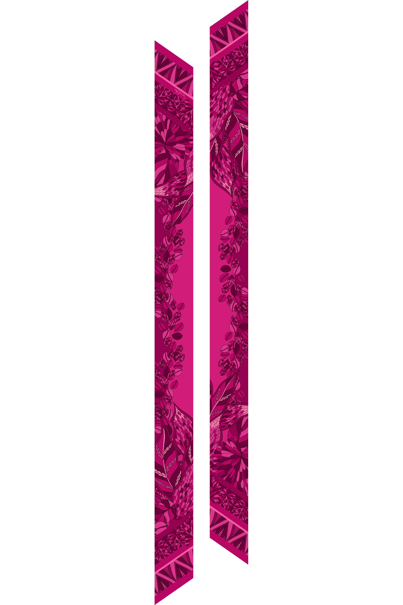 Twilly Ramos de púrpura pink em cetim de poliéster | 8X130cm