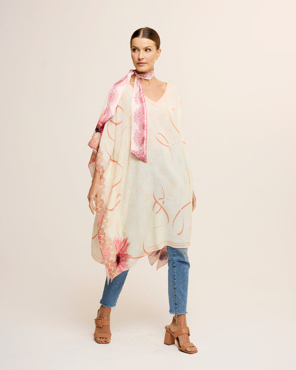 Kaftan curto de seda Laços de Proteção