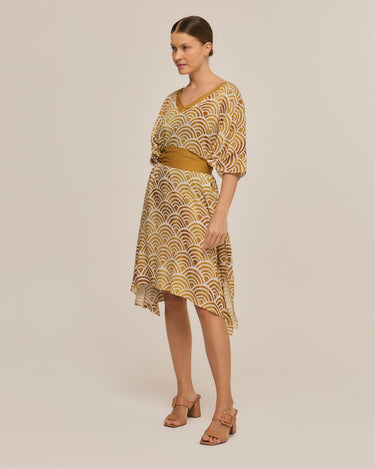 Kaftan curto de viscose Amanhecer dourado
