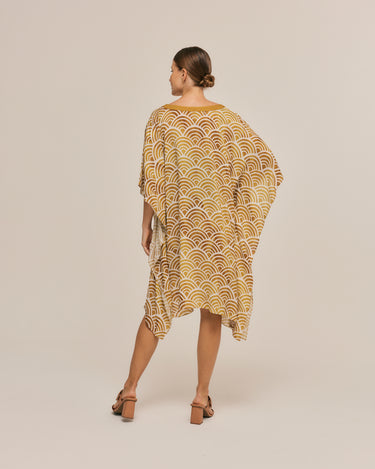 Kaftan curto de viscose Amanhecer dourado