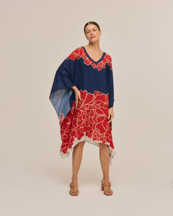 Kaftan curto de viscose Viviane