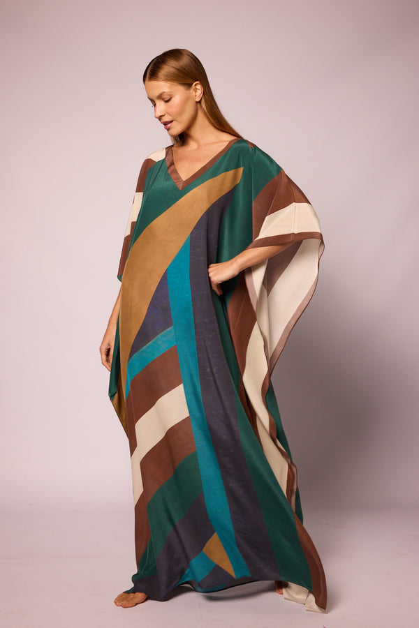 Kaftan longo de seda A Negra