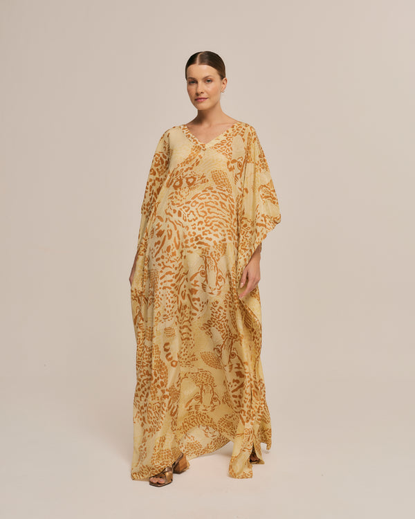 Jaguatirica do Cerrado long silk kaftan