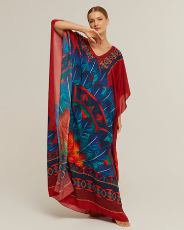 Kaftan longo de viscose Amazônia Indígena