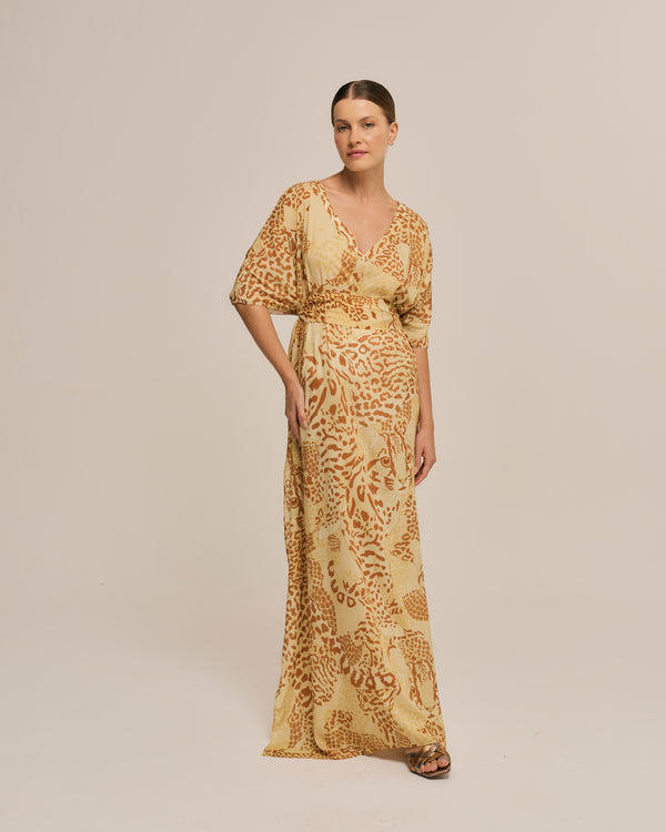 Jaguatirica do Cerrado long viscose kaftan