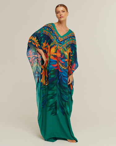 Kaftan longo de viscose Mata Atlântica