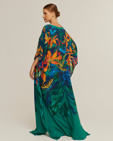 Kaftan longo de viscose Mata Atlântica