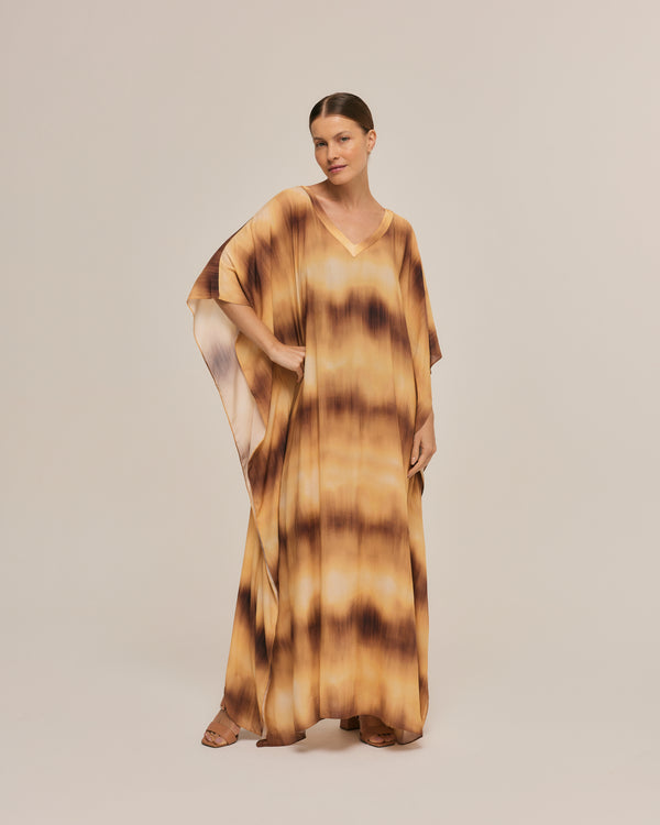Abstrato Ombré brown long viscose kaftan