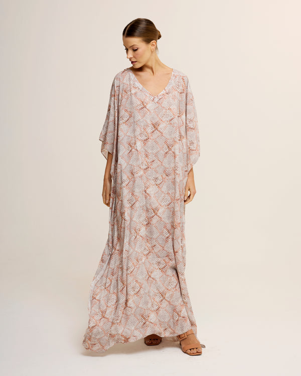 Kaftan longo de viscose Python Print
