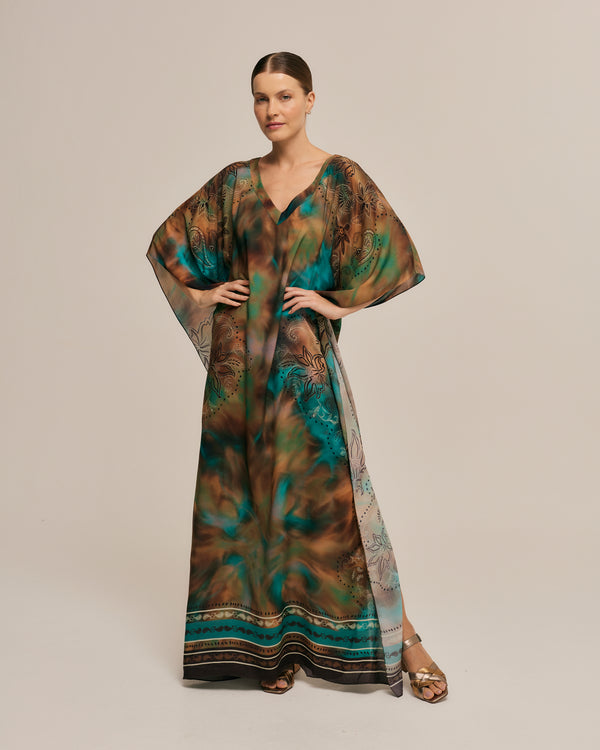 Tie-Dye long viscose kaftan