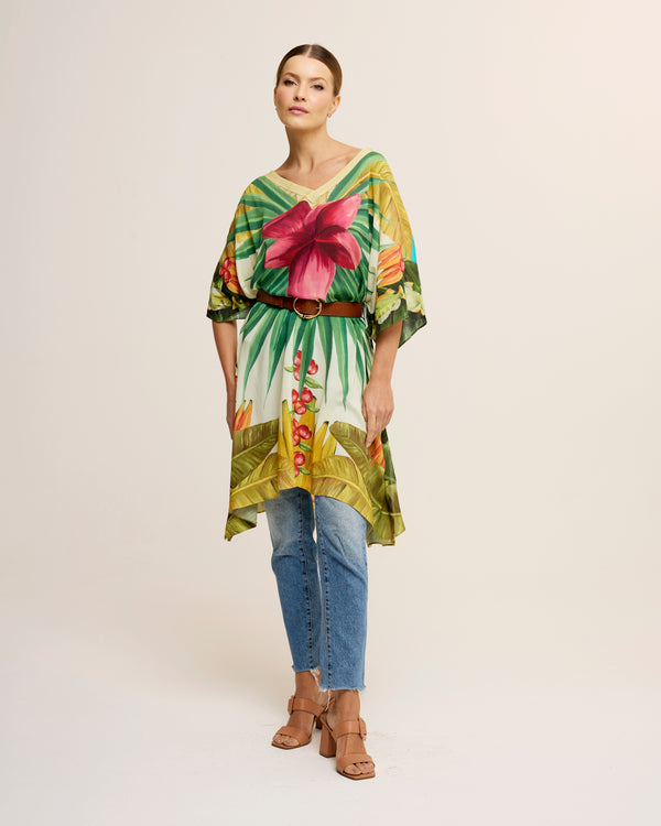 Texturas short silk kaftan