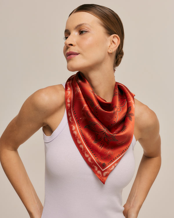 Bandana Gloriosa double-sided scarf in silk satin | 65x65cm