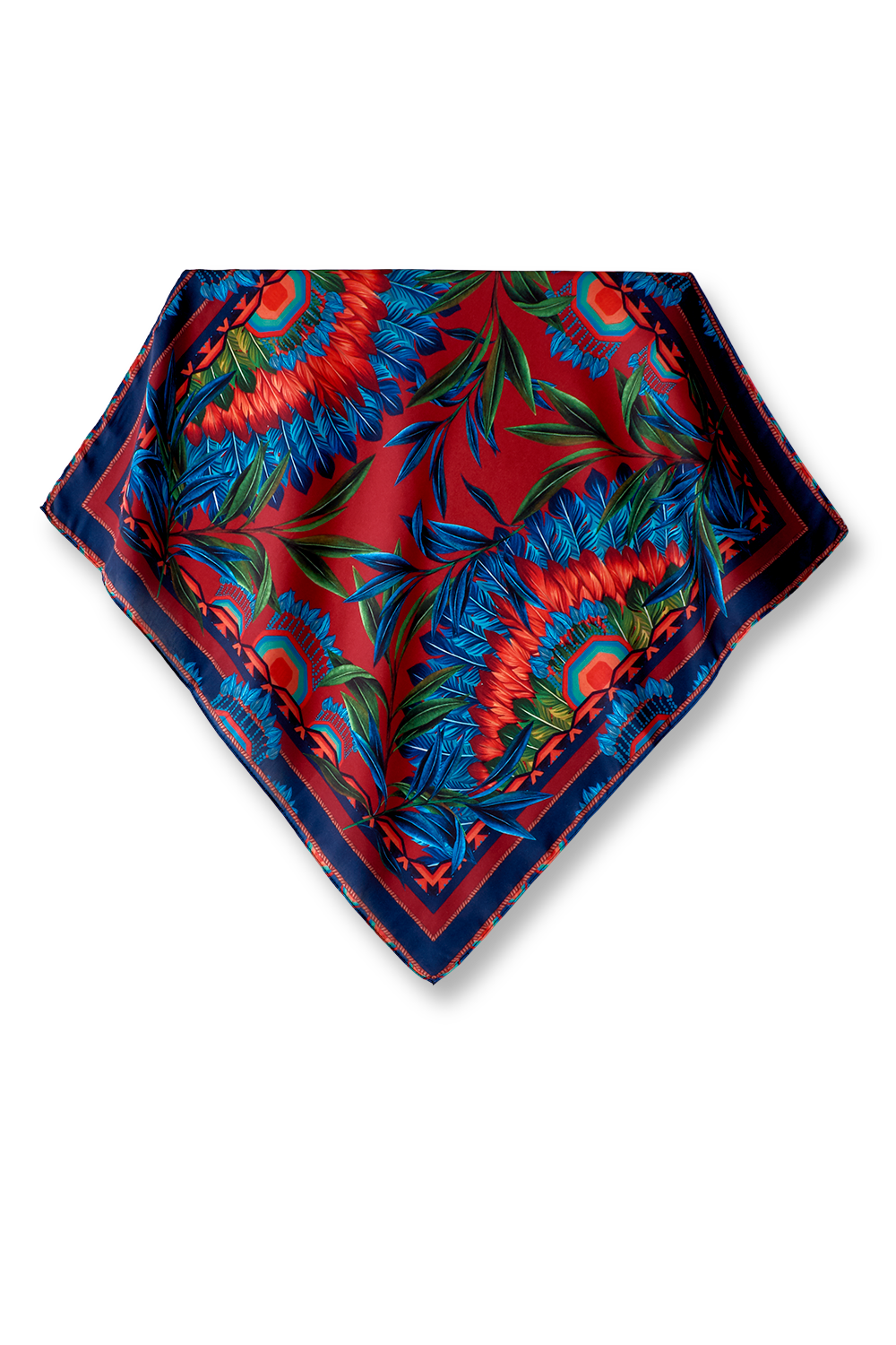 Burgundy Amazônia scarf in polyester satin | 50x50cm