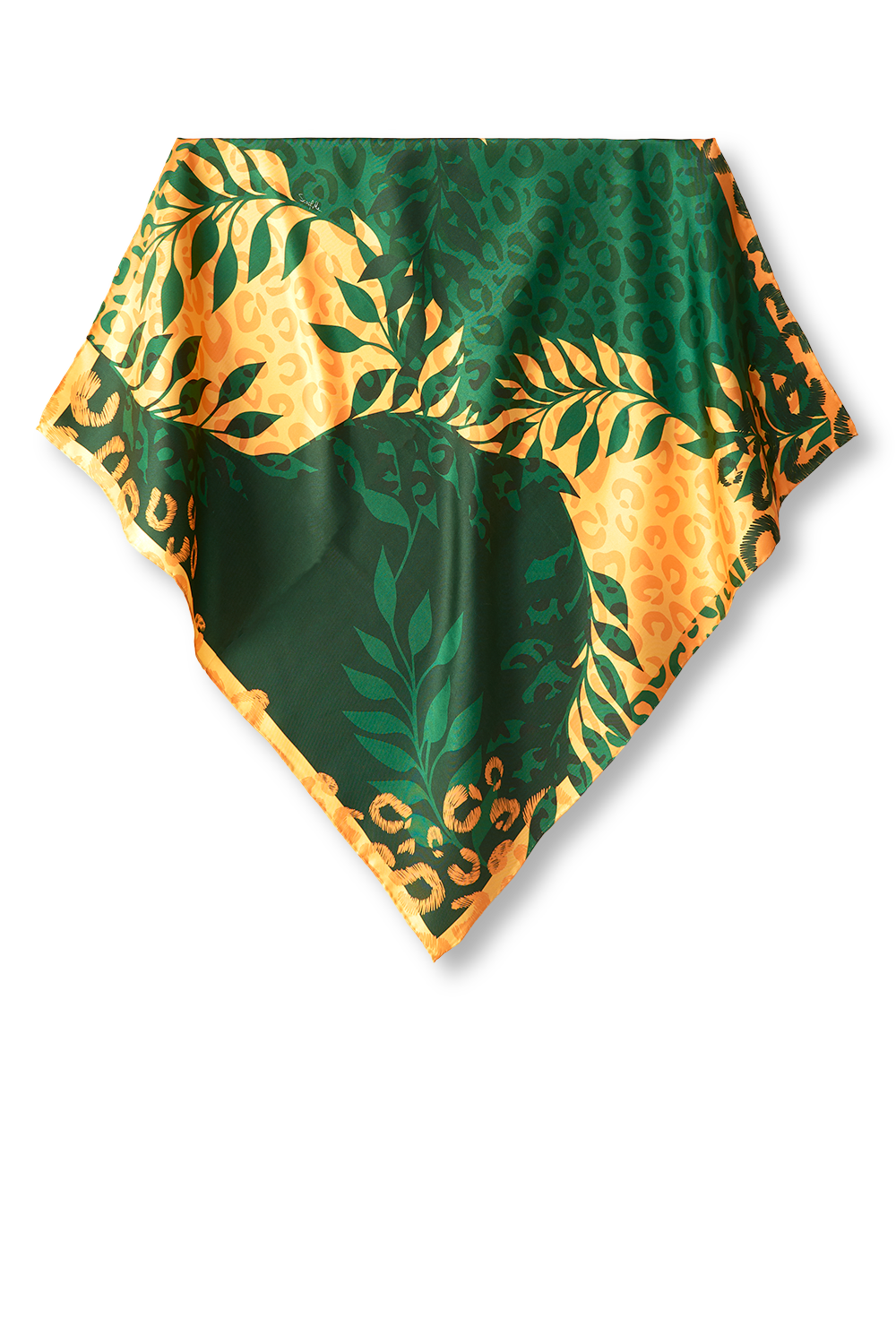 Lenço Brasil Animal verde em twill de seda | 65x65cm