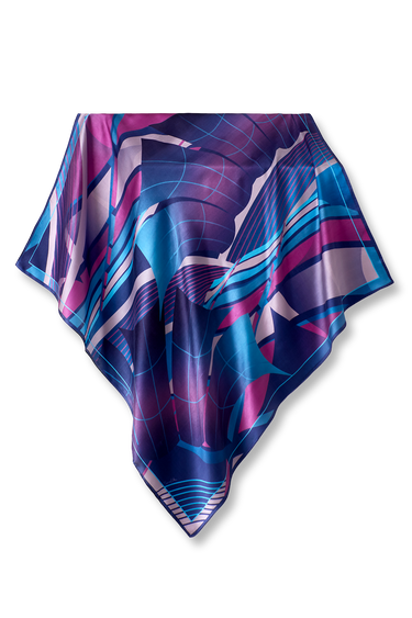 Lenço Georgia Acqua em cetim de poliéster | 90x90cm