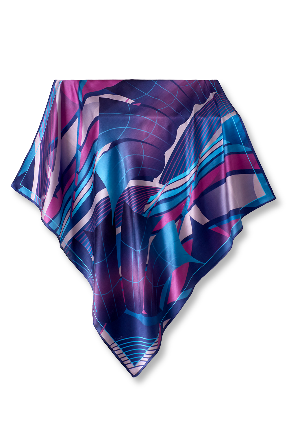 Georgia Acqua scarf in silk satin | 90x90cm