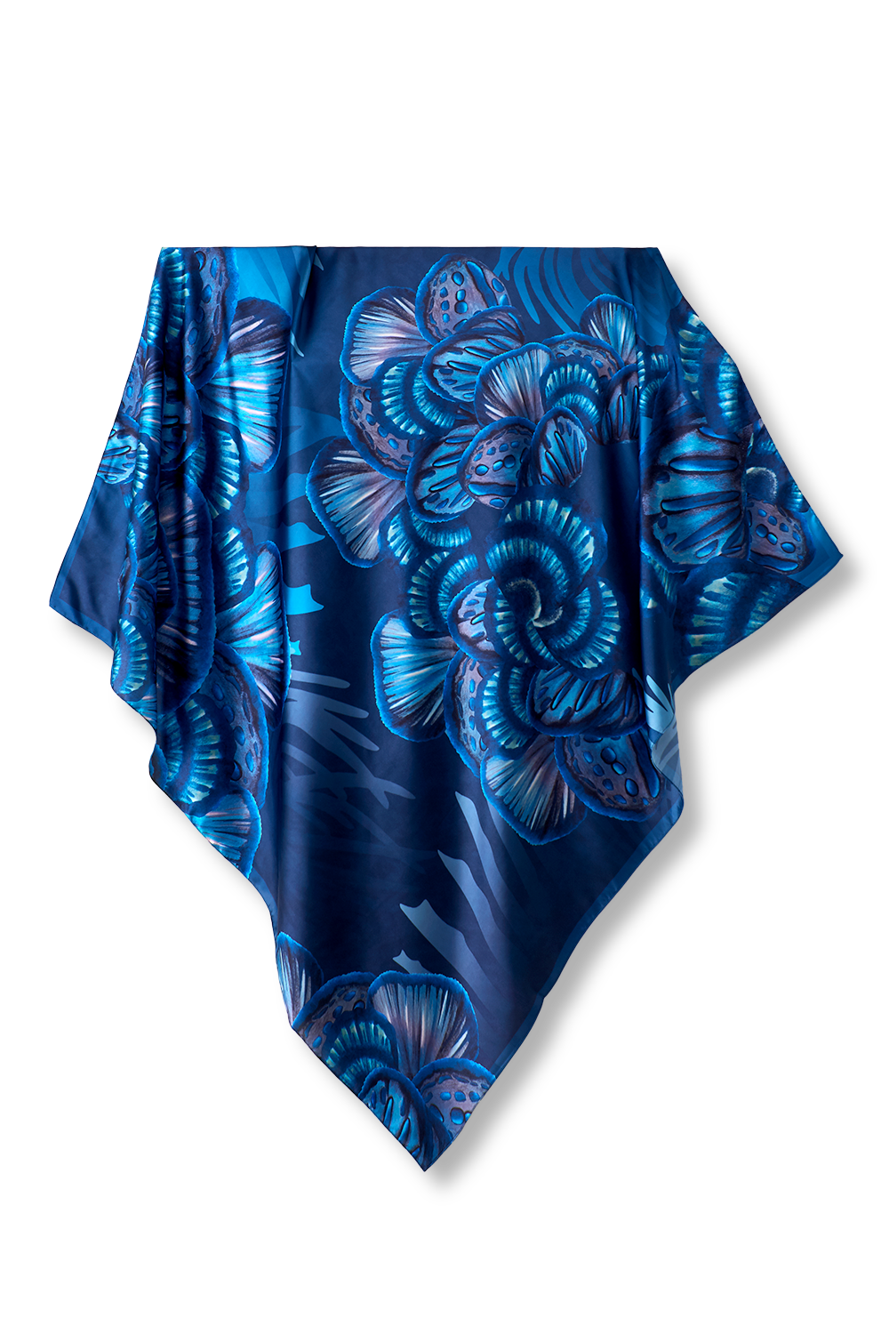 Marine Acqua scarf in polyester satin | 90x90cm