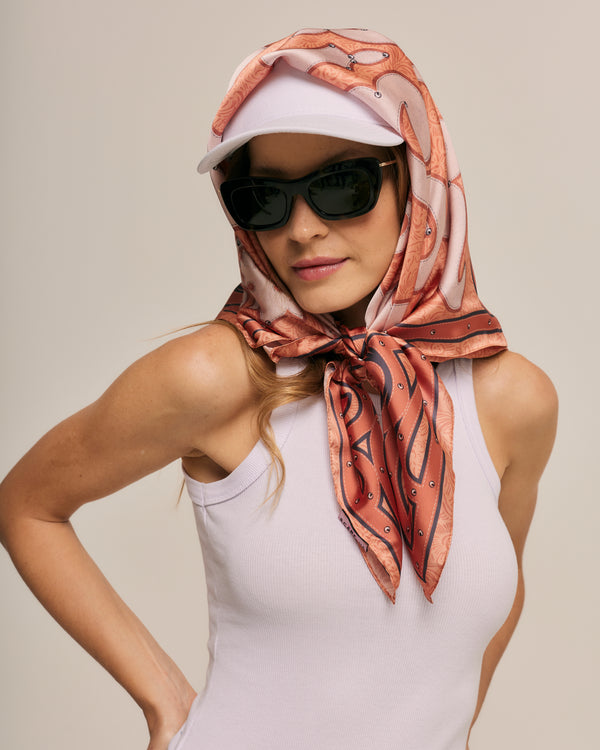 Chaps Western brown scarf in polyester satin | 90x90cm