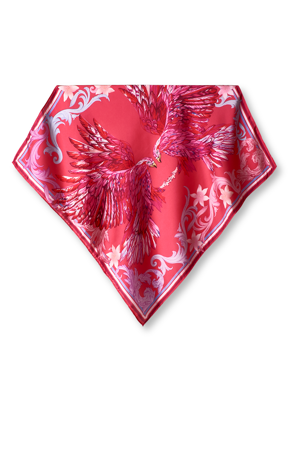 Pink Eagle Scarf in polyester satin | 50x50cm
