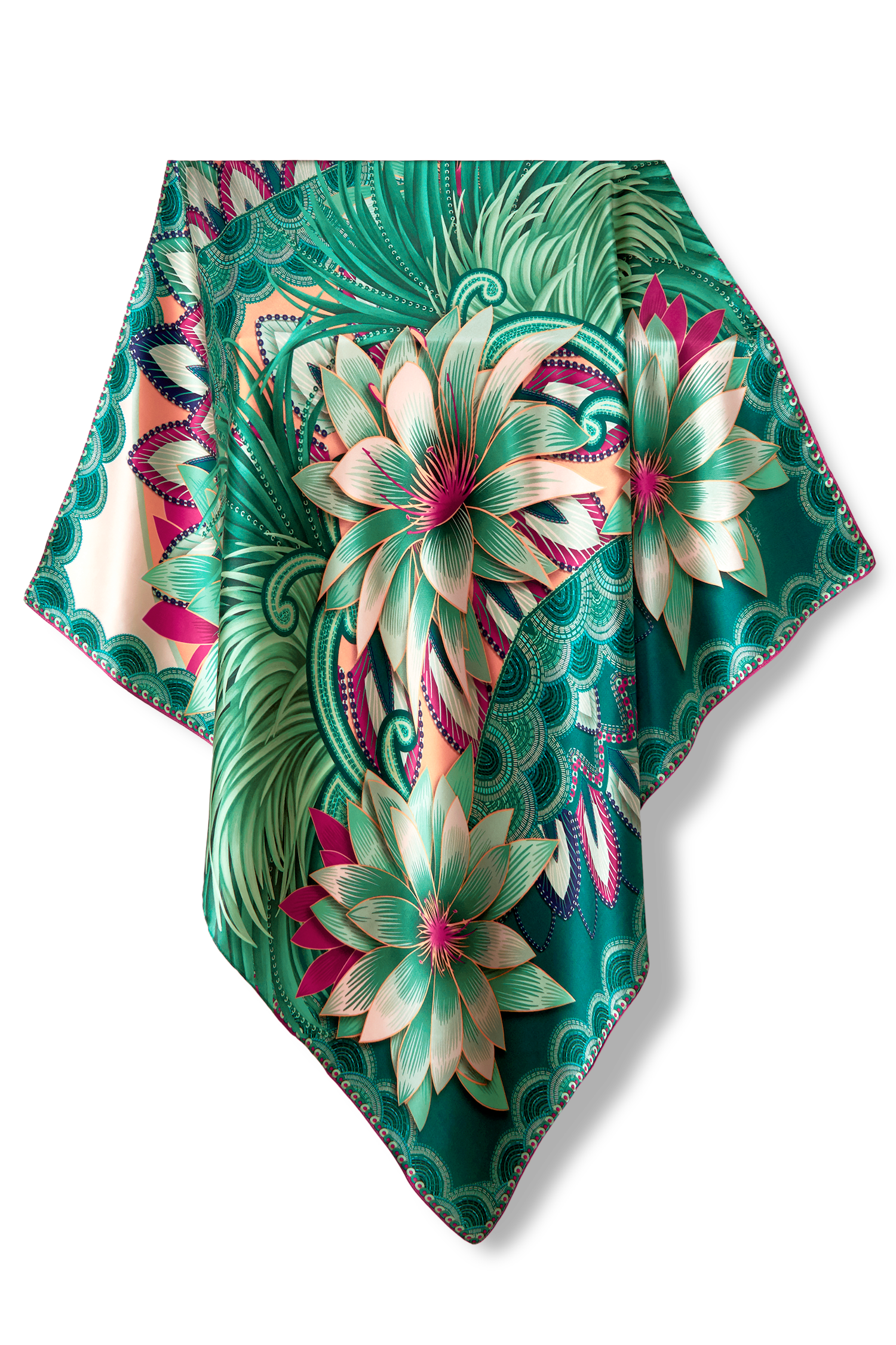 Allegory scarf in silk satin | 90x90cm