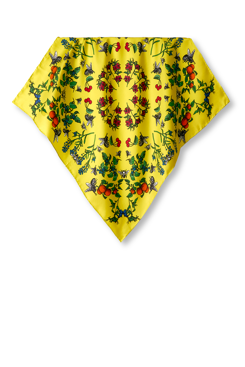   - Lenço amarelo Insetos em twill de seda | 65x65cm da Scarf Me 