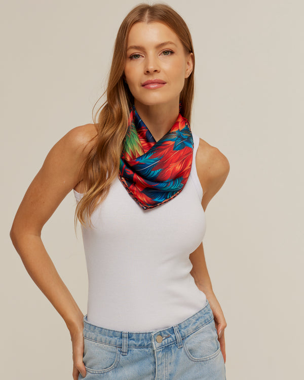 Amazônia Indígena scarf in polyester satin | 50x50cm