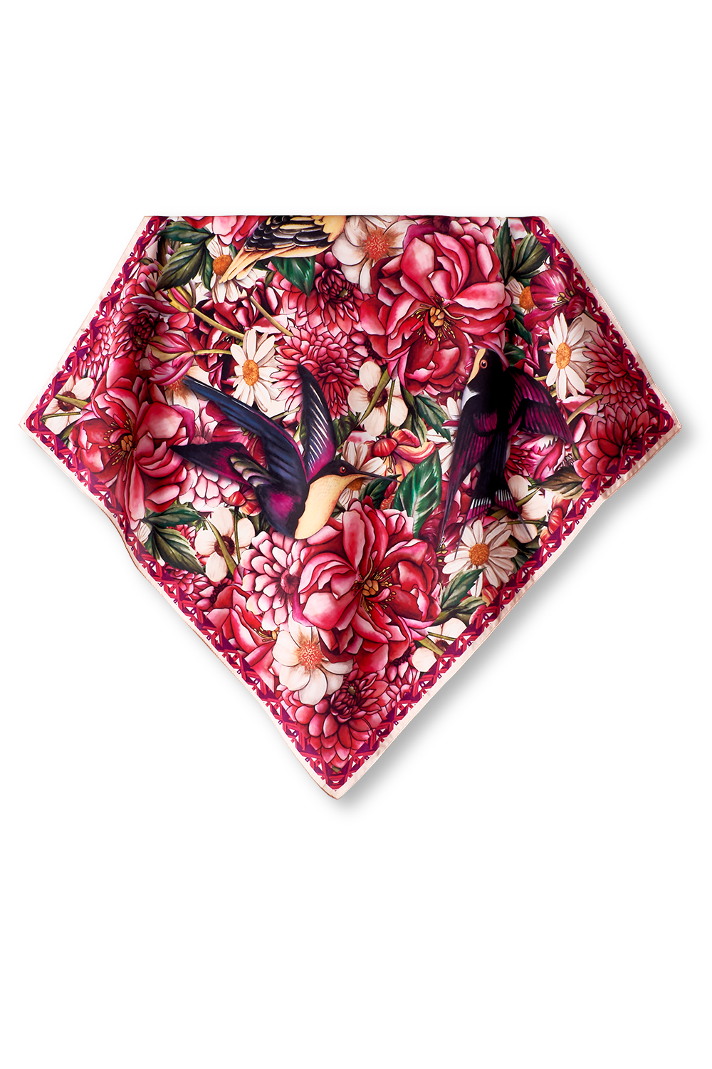 Lenço Beija-flor em cetim poliéster | 50x50cm
