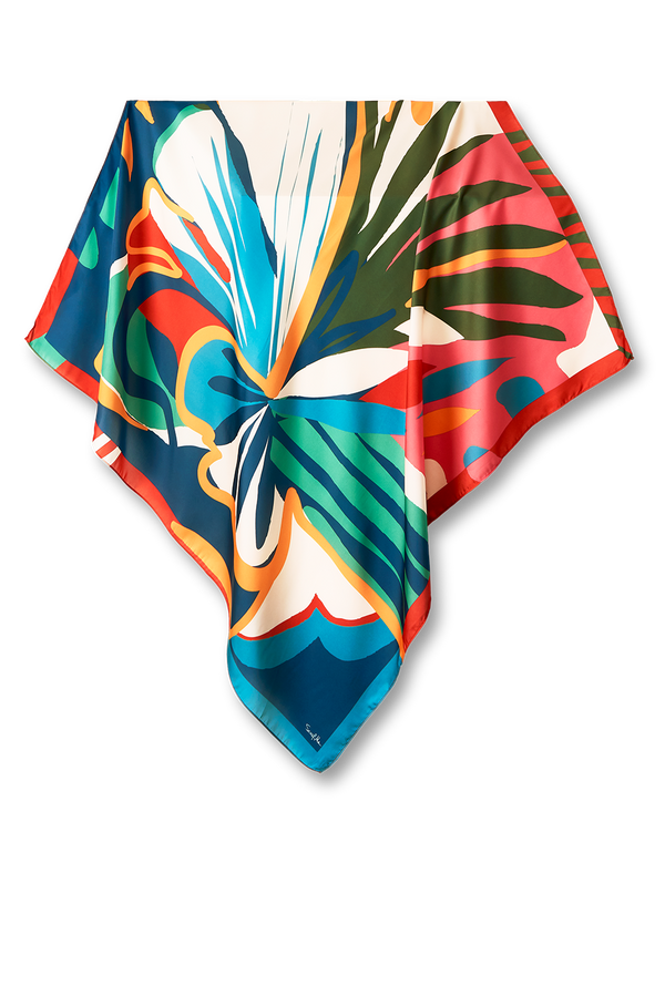 Borboleta Abstrato scarf in polyester satin | 90x90cm