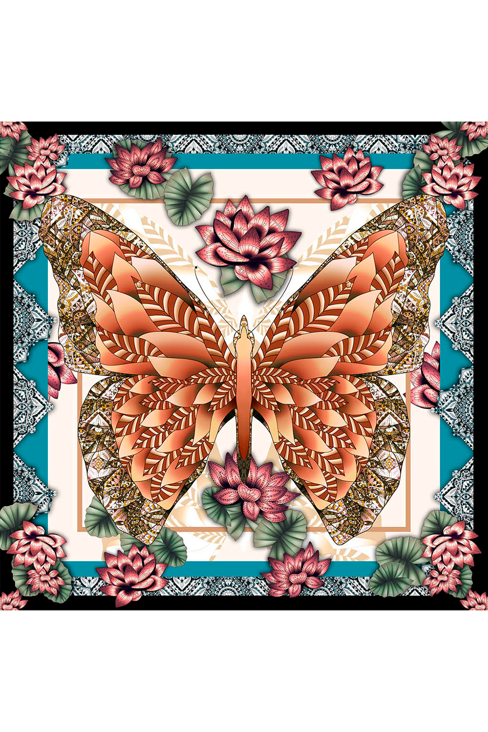 Butterfly Scarf in polyester satin | 50x50cm
