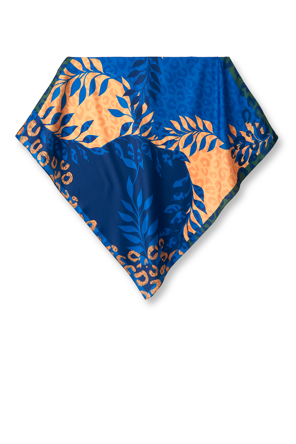 Blue Brasil Animal scarf in polyester satin | 50x50cm