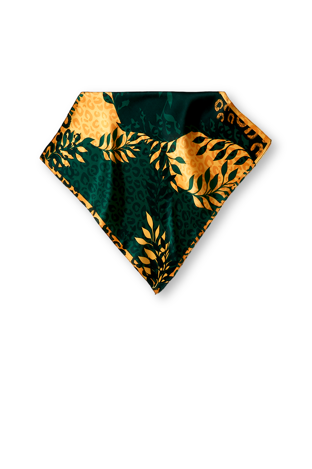 Lenço Brasil Animal verde em cetim de seda | 40x40cm
