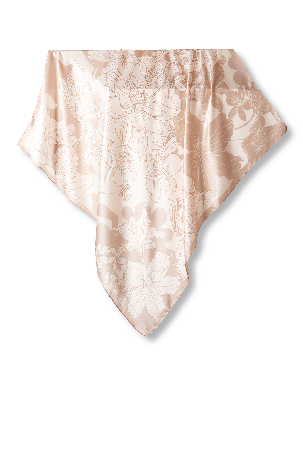 Lenço Brisa de Verão nude em cetim de seda | 90x90cm